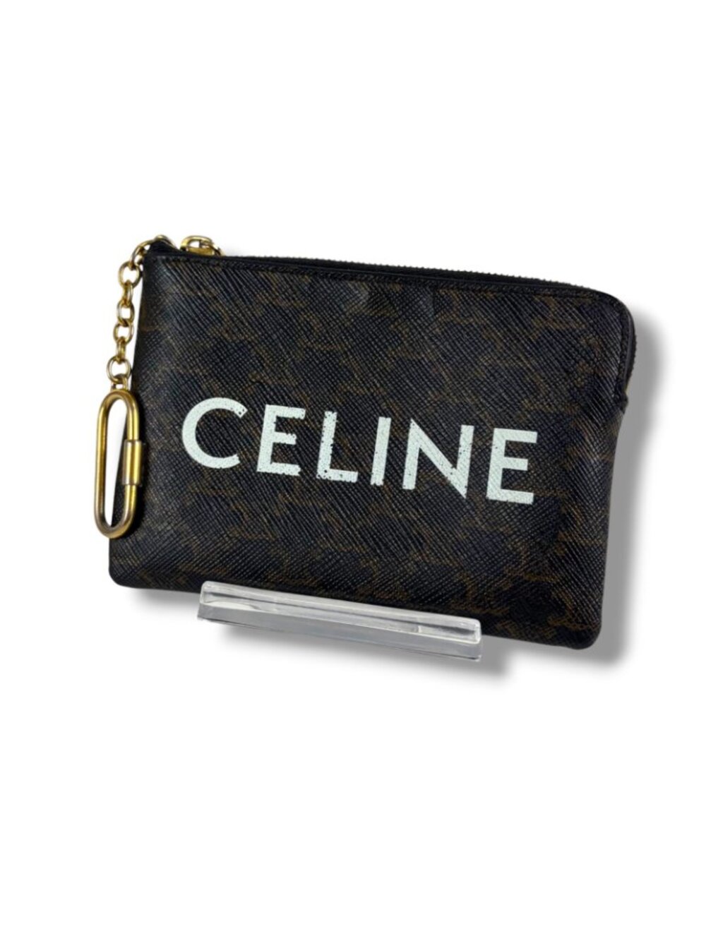 Celine Coin & Card Case Triomphe Canvas Mini Wallet Fragment Black Macadam - Picture 2 of 14